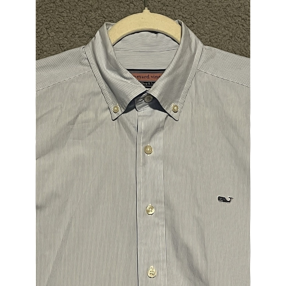 Vineyard Vines Shirt Mens Small Blue Striped Whale Preppy Casual
